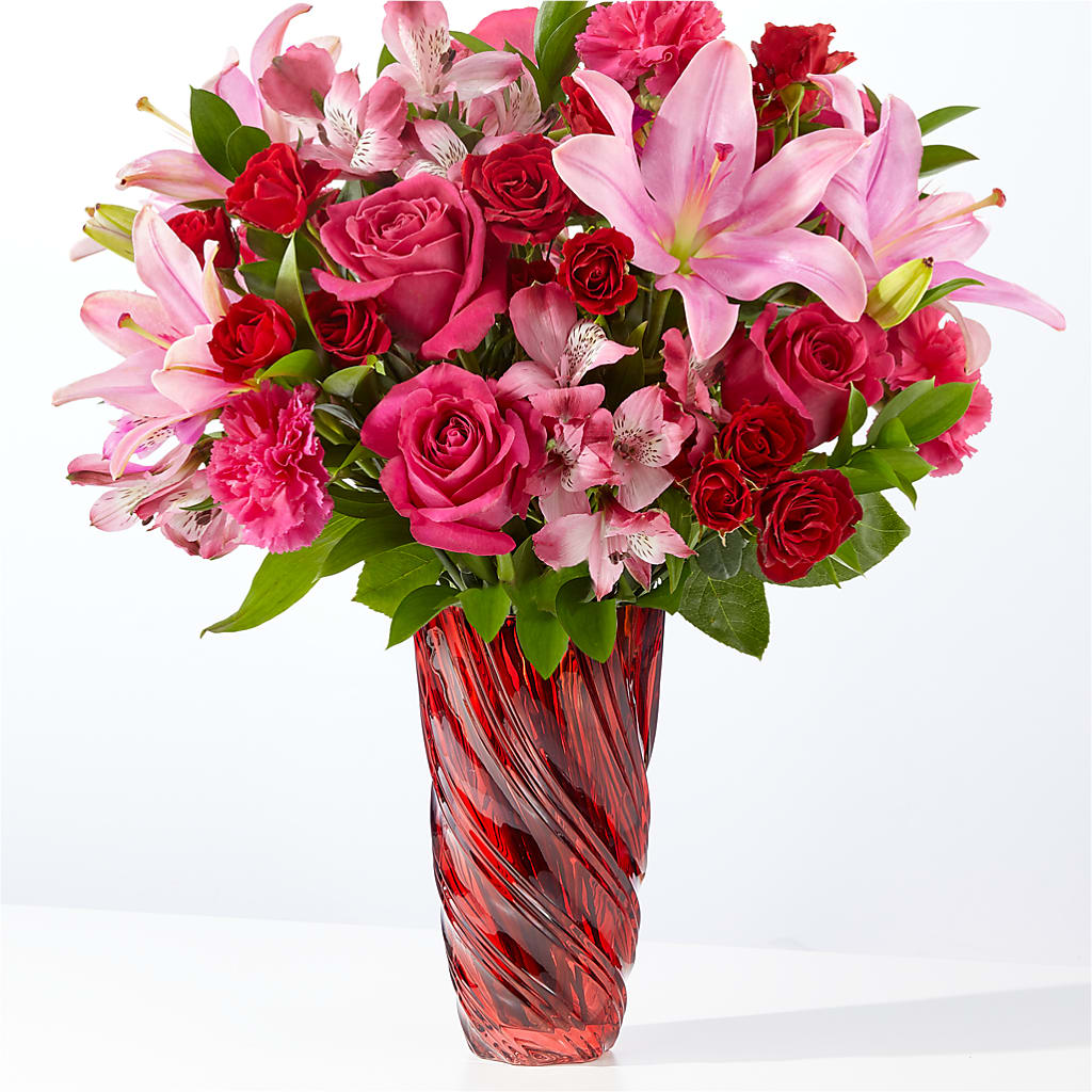 In Love Bouquet with Luxe Swirl Vase – ALMENDRO'S FLOWER, Kissimmee FL