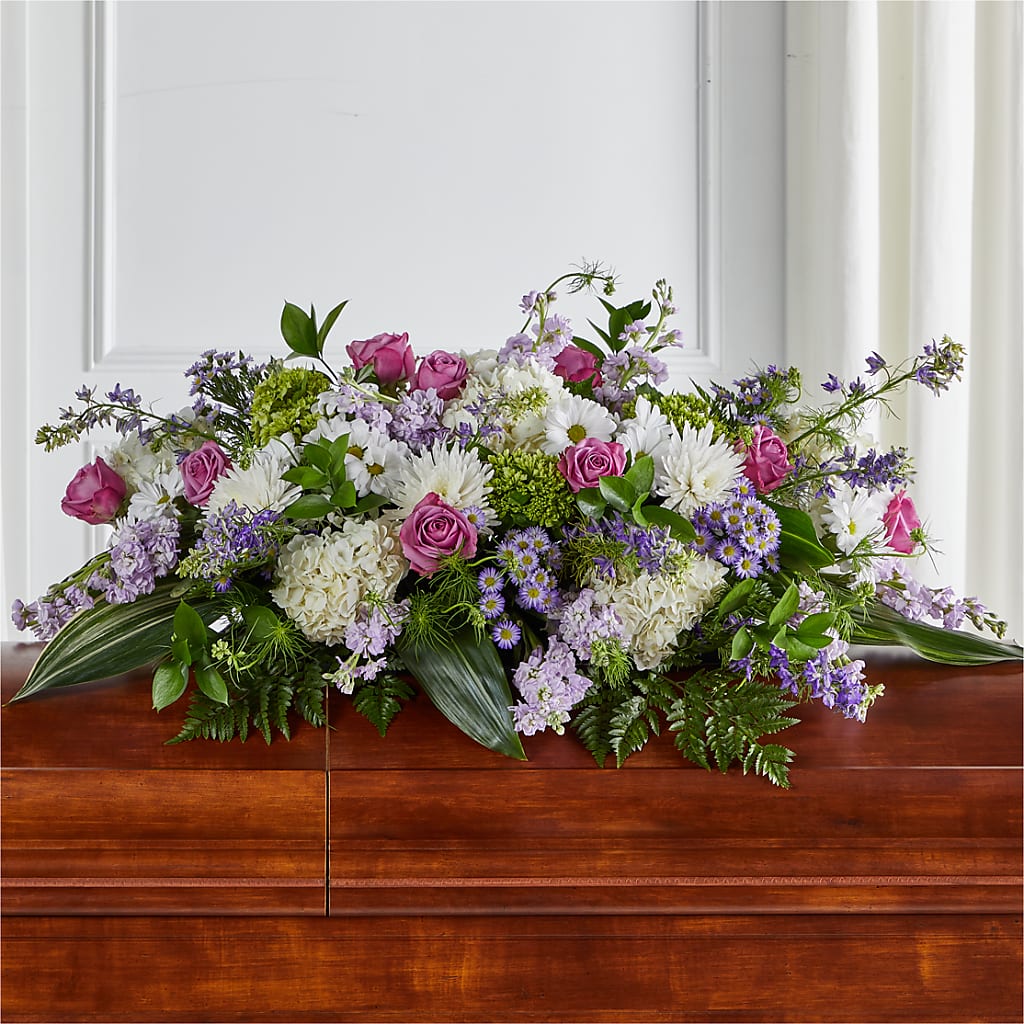 Meadows of Serenity Casket Spray – ALMENDRO'S FLOWER, Kissimmee FL