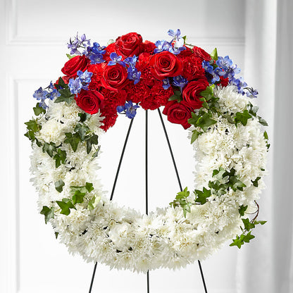 Patriotic Passion Wreath – ALMENDRO'S FLOWER, Kissimmee FL