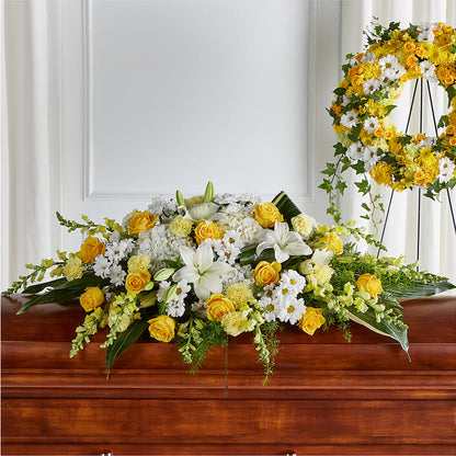 Golden Harmony Casket Spray – ALMENDRO'S FLOWER, Kissimmee FL