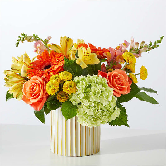 Autumn Sunshine Bouquet with Ivory Vase – ALMENDRO'S FLOWER, Kissimmee FL