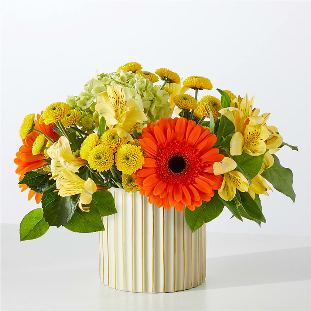Autumn Sunshine Bouquet with Ivory Vase – ALMENDRO'S FLOWER, Kissimmee FL