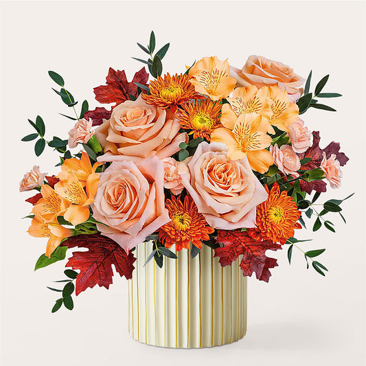 Spiced Latte Bouquet with Ivory Vase – ALMENDRO'S FLOWER, Kissimmee FL