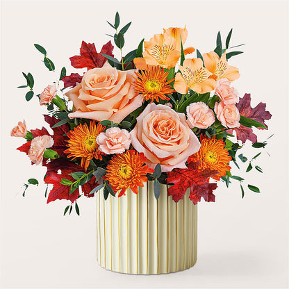 Spiced Latte Bouquet with Ivory Vase – ALMENDRO'S FLOWER, Kissimmee FL
